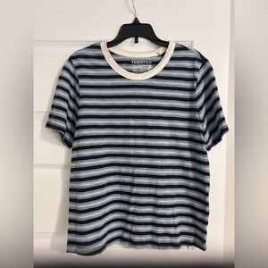 Faherty Navy and Cream Striped Tee